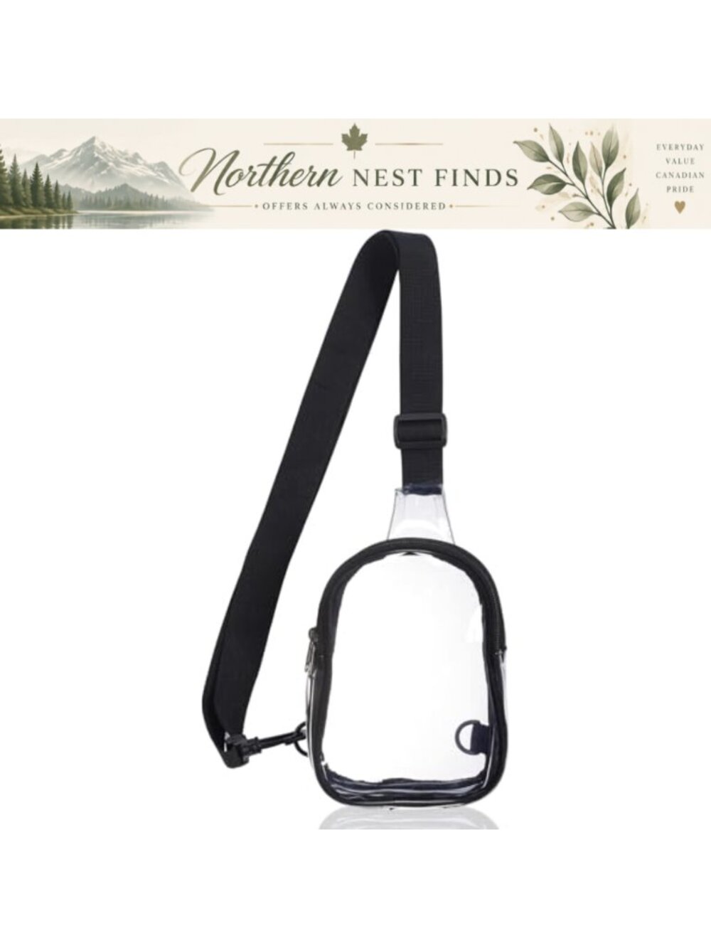 Clear Sling Crossbody Bag Mini Stadium Approved Fanny Pack Adjustable Strap